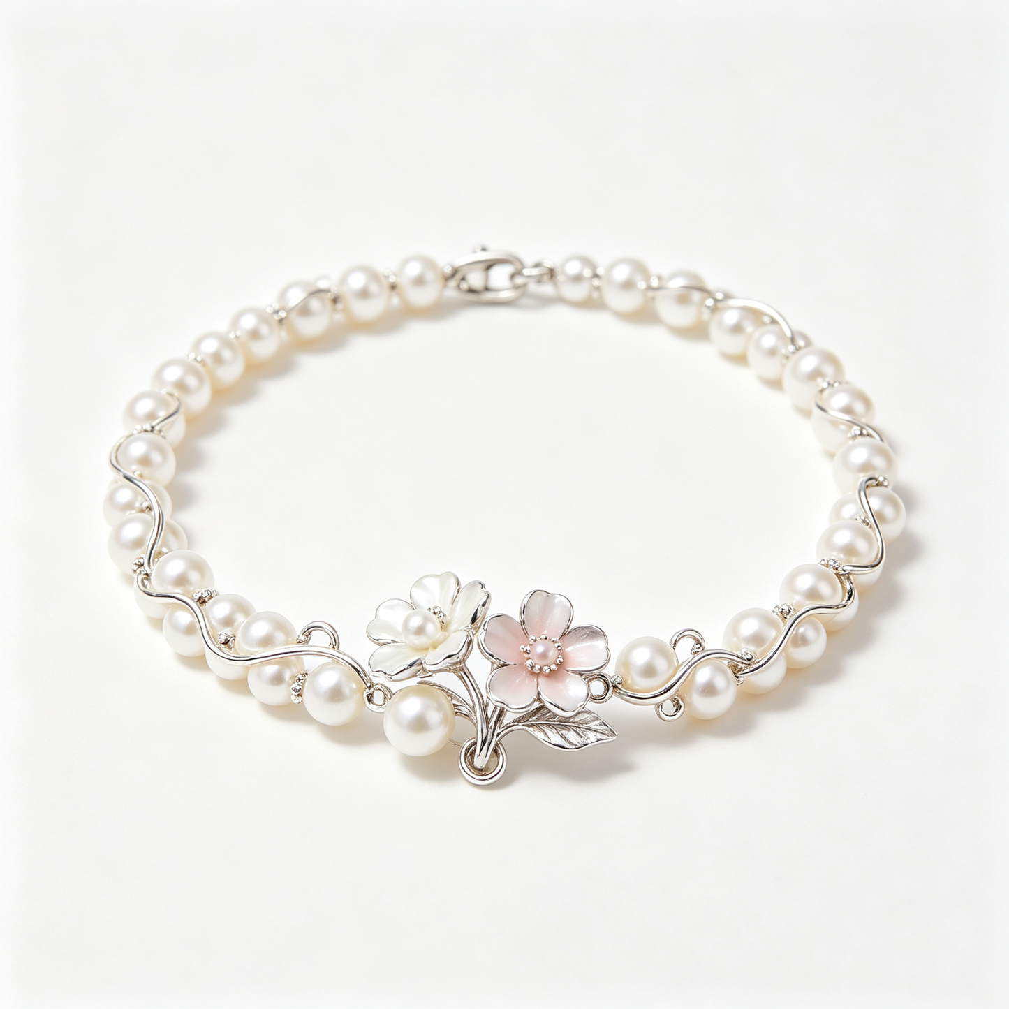 Twisted Vine Cherry Blossom Pearl Bracelet