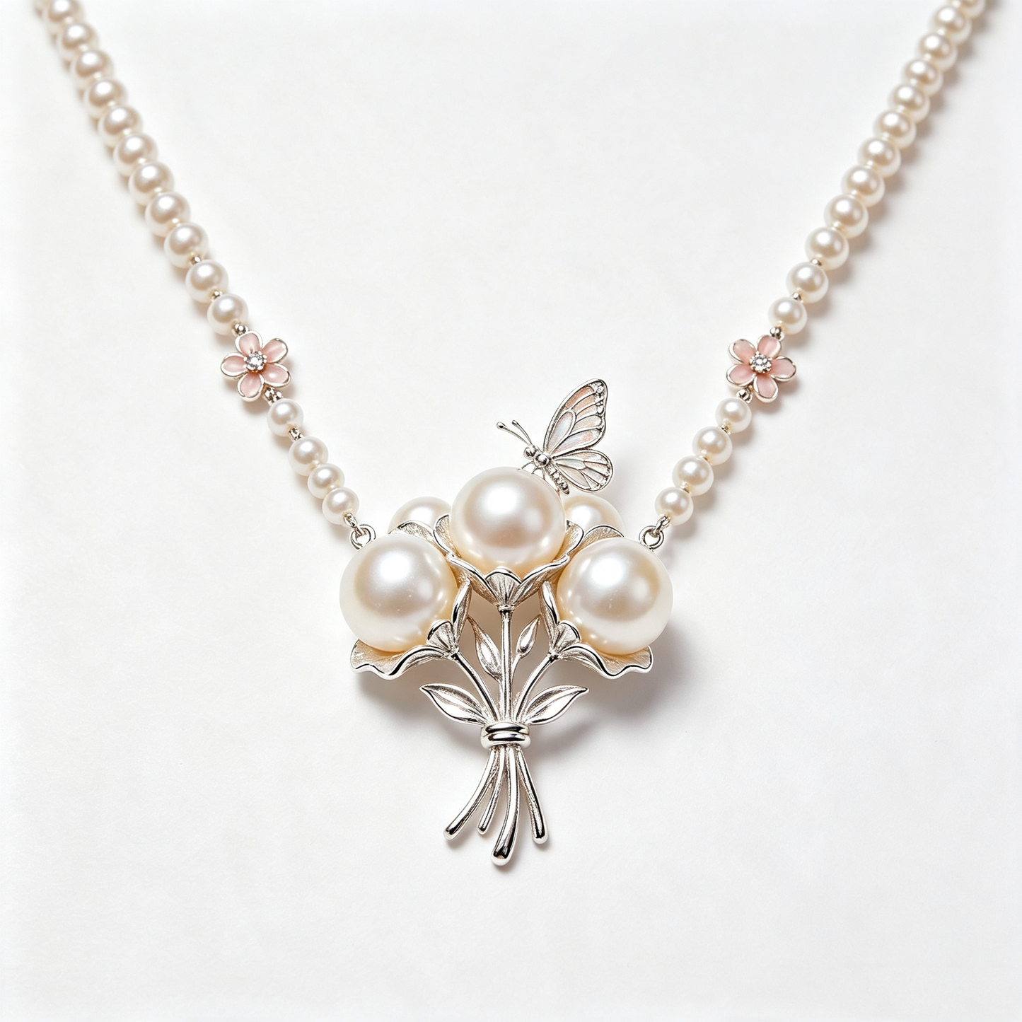 Bouquet Pearl Butterfly Pearl Chain Necklace