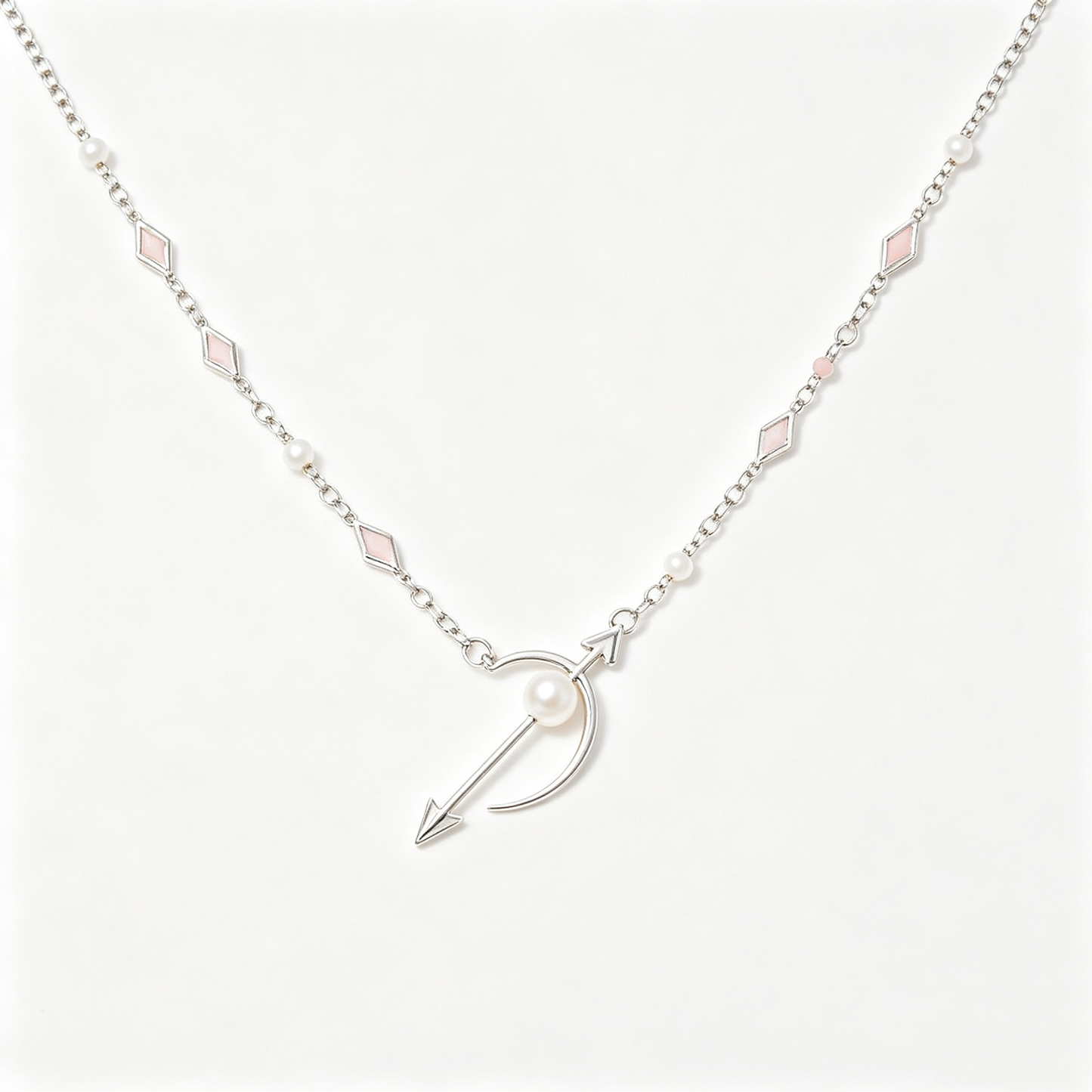 Crescent Arrow Pearl Inlay Necklace