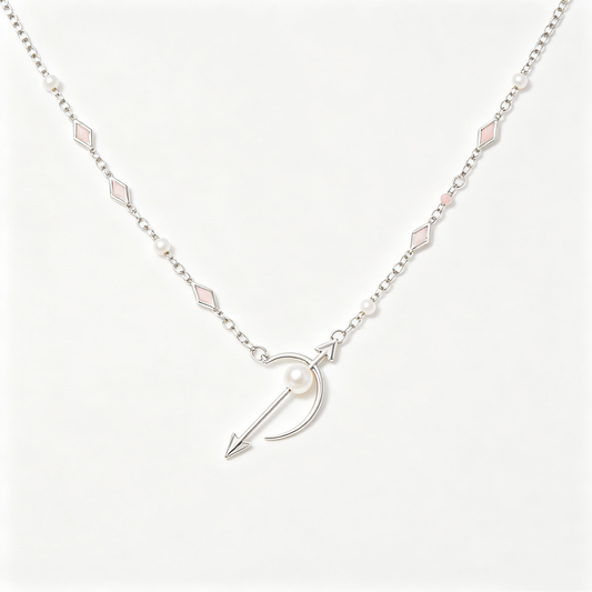 Crescent Arrow Pearl Inlay Necklace