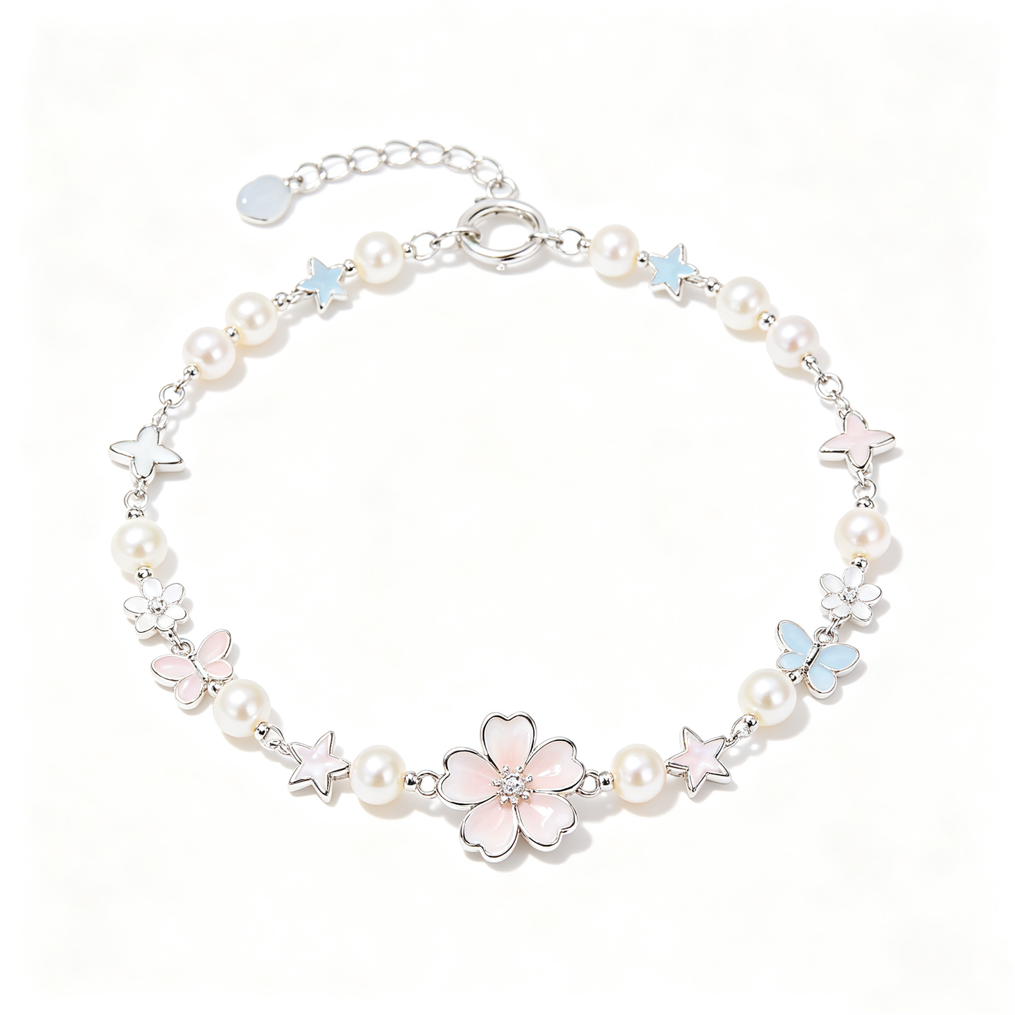 Cherry Blossom Star Butterfly Pearl Beaded Bracelet