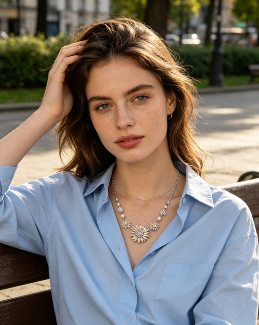 Daisy Pearl Statement Necklace